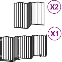 vidaXL Porte pour chien 12 pièces avec porte Pliable Noir 600 cm Bois de peuplier