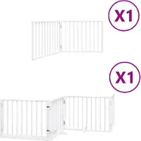 vidaXL Porte pour chien 6 pièces avec porte Pliable Blanc 480 cm Bois de peuplier