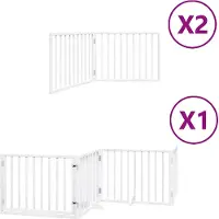 vidaXL Porte pour chien 8 pcs. avec porte Pliable Blanc 640 cm Bois de peuplier