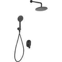 Beliani Ensemble de douche en laiton noir 3 modes d'écoulement de l'eau Douche de pluie murale Style moderne