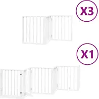 vidaXL Porte pour chien 15 pièces avec porte Pliable Blanc 750 cm Bois de peuplier