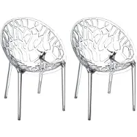 CLP Lot de 2 chaises empilables CRYSTAL, résistantes aux intempéries, transparentes