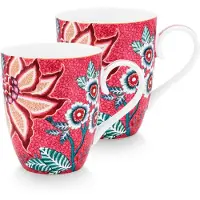 Pip studio Tasse Pip Studio Flower Festival Dark Pink 350 ml (2-¨Pieces)
