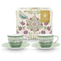 Pip studio Tasse à Expresso & Soucoupe Pip Studio Lily & Lotus Light Green 120 ml (Ensemble de 2)