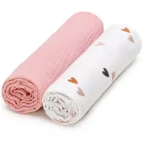 T-Tomi BIO Muslin Diapers couches lavables Love 65 x 65 cm 2 pcs