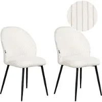 Beliani Lot de 2 chaises de salle à manger en velours côtelé blanc crème sans accoudoirs pieds en métal style moderne cuisine salle à manger