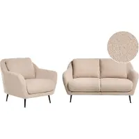 Beliani Ensemble De Salon 3 Places Eiby Bouclé Beige