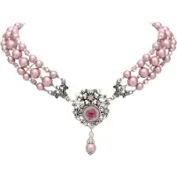 Haus Huberts Collier de perles rose avec strass Bijoux Dirndl Costume traditionnel Mode champêtre