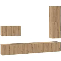 vidaXL Meuble TV 4 pièces en bois composite chêne artisanal