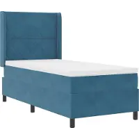 vidaXL Lit boxspring avec barres lumineuses LED bleu 90 x 200 cm velours
