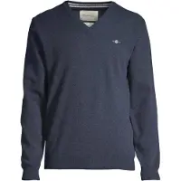 Gant pour homme. 87212 Pull-over à col en V en laine de mouton très fine de couleur marine (3XL), Casuel