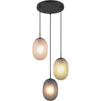 TRIO Suspension FACETTE noir-fumé-ambre-vert 3xE27x25W verre dim. : 150x43x43 cm IP20