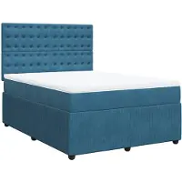 vidaXL Lit boxspring avec matelas bleu foncé 160x200 cm velours