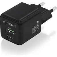 Aisens Chargeur mural ASCH-20W2P011-BK/ 1xUSB Type-C/ 1xUSB/ 20W