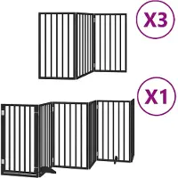 vidaXL Porte pour chien 15 pièces avec porte Pliable Noir 750 cm Bois de peuplier