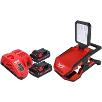 Milwaukee M18 PAL2-302 Lampe sans fil 18 V 2000 lm IP20 + 2x batterie 3,0 Ah + chargeur (2000 lm)