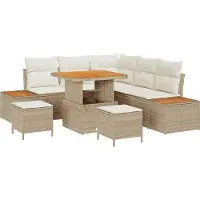 vidaXL Ensemble de canapés de jardin , 8 pièces, 7 places, couleur beige, en résine tressée