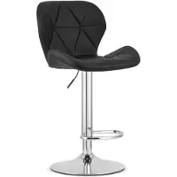 Leobert Tabouret De Bar - - West - Simili Cuir Noir/Base Chromée - 46 X 48,5 X 90-111 Cm