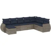 vidaXL Ensemble de 8 canapés de jardin avec coussins, gris, polyrattan
