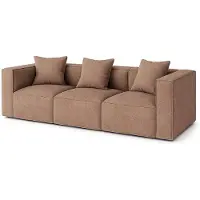 Ebuy24 Box canapé 3 places, 3 coussins décoratifs beige, marron.