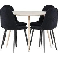 Ebuy24 Plaza ensemble pour salle à manger table Ø100cm et 4 chaises teddy whitewash.