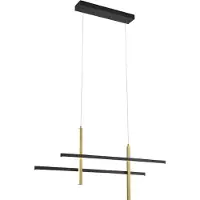 QAZQA Suspension design noire avec or incl. LED à intensité variable en 3 étapes - Joy