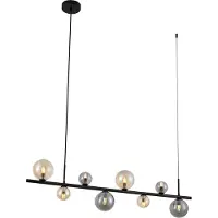 QAZQA Suspension noire avec verre fumé et ambré rectangulaire 8 lumières - Monaco