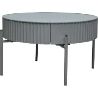 En.casa Table basse 'Rill' avec tiroir rond pieds métal 36 x Ø60 cm Gris