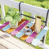 En.casa Table de balcon suspendue 'Petäjävesi' pliable bois 60 x 40 x 58 cm Multicolore