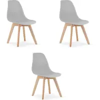 Leobert Valora KITO Chaise Grise Lot de 3 - Ensemble de 3 chaises grises pour une assise simple