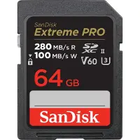 SanDisk Carte SD Pro 64GB V60 UHS-II 280/100MB/s