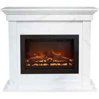 Xaralyn Cheminée électrique - modèle EFL-ML - Aspect marbre - Puissance de chauffage de 1500 watts - Avec télécommande - Inclut une étagère et un insert de cheminée - Cheminée décorative
