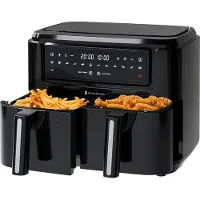 Kitchenbrothers Airfryer XXL Double Zone - - 9L - 2400W - Friteuse à air chaud - 50ºC à 200ºC - 10 programmes de cuisson - Noir