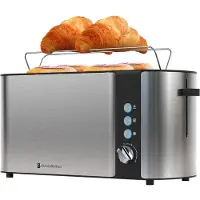 Kitchenbrothers Grille pain - - Toaster - 6 niveaux de chaleur - 1520W - inox/noir