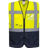 Portwest Gilet fluo secouriste Haute Visibilité Executive Warsaw Jaune / Marine 3XL