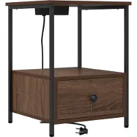 vidaXL Table de nuit avec station de chargement Chêne marron