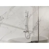 FortiFura Calvi Mitigeur baignoire - avec barre curseur - douchette stick - flexible en métal - Inox brossé PVD SW1413851/SW496812/SW706208/SW720222