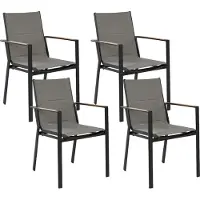 Beliani Lot de 4 chaises de jardin, structure en aluminium noir, coussins d'assise, design moderne