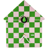 Housevitamin Horloge murale coucou - Motifs - Vert/Rose - 24x27x9 cm