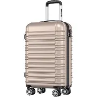 TRVLMORE Valise - Bagage à main - Serrure à chiffres - Champagne - 54x36x20cm - 38L