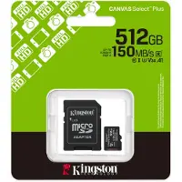 Kingston 512GB microSDXC Canvas Select Plus Gen3 150MB/s A1 Card + Adapter - Carte SD