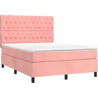 vidaXL Lit boxspring avec matelas rose 140x200 cm velours
