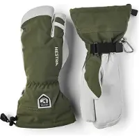 Hestra - Gants de ski 3 doigts en cuir - Army Leather Heli Ski 3-Fingers Olive en Cuir - Taille 11 - Vert
