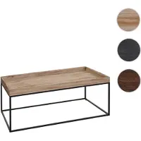 Mendler Table basse HWC-K71, table basse table d'appoint, bois massif métal 46x110x60cm naturel