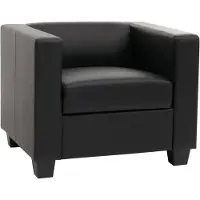 Mendler Fauteuil Club / Lounge Lille, 86x75x70cm cuir reconstitué, noir