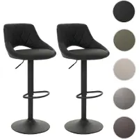 Mendler Lot de 2 tabourets de bar HWC-N64, chaise de bar tabouret de comptoir, repose-pieds pivotant, similicuir métal noir