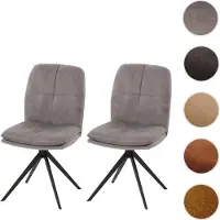 Mendler Lot de 2 chaises de salle à manger HWC-M68, fauteuil de cuisine, pivotant Auto-Position, métal tissu/textile gris