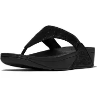 FitFlop Sandales Femme Lulu à bride en V effet froissé et brillant Metallic Black