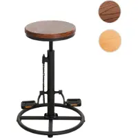 Mendler Tabouret De Bar Hwc-N19, Chaise De Bar Tabouret De Comptoir, Hauteur Réglable Pivotant Repose-Pieds Industriel Métal Massif-Bois Brun