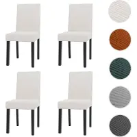 Mendler Lot de 4 chaises de salle à manger Littau, chaise de cuisine à dossier haut, tissu/textile Velours bois crème, pieds foncés